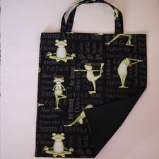 Einkaufstasche, Stofftasche, Beutel, Baumwolltasche YOGA Frosch schwarz
