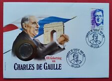 Charles de Gaulle * Frankreich 1 Franken 1988 BU * Numisbrief Coin  Cover TOP !!