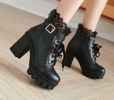 Damen Stiefeletten Punk Biker