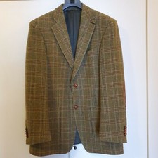 WINDSOR - SAKKO - Gr. 48 - PURE LAMBSWOOL - mit  LEDER - ÄRMELFLICKEN - Kariert 