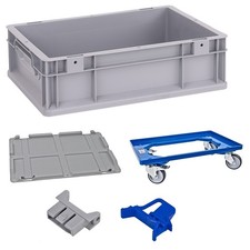 Eurobox Aufbewahrungsbox Box Kunststoffbox Lagerbox Regalbox Deckel + Zubehör