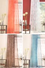 Fertigschal Schlaufen Gardine Schlaufenschal Vorhang Voile Blumen transparent