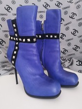 T O P Orig. GIANMARCO LORENZI Highheel Stiefelette Gr 38, Royal blaues Leder 