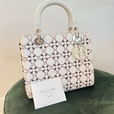 Lady Dior Medium Tragetasche weiß Sommer Rechnung und Zertifikate