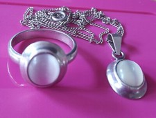 Konvolut Anhänger HalsKette Damenring Katzenauge  SILBER stamp Echtschmuck SET