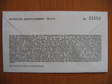Wassernuss Wohlfahrt 1981 : Künstler-Ersttagsbrief 20A/81 BR Deutschland Mi 1108