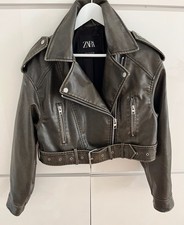 Zara Kunstleder Biker Jacke Größe M 36 / 38 Cropped Kurz
