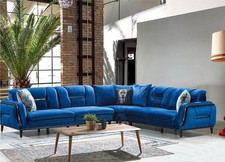 Blaues L-Form Polstersofa