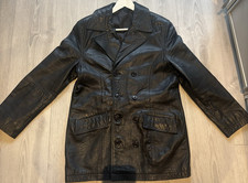 Schwarzer leder mantel unisex - schwarzer,