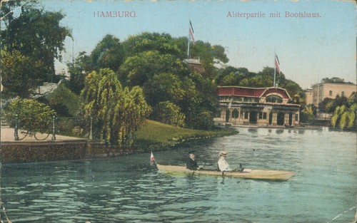 Hamburg alsterpartie mit - ak, hamburg,