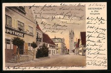 Künstler-AK Dietenheim a. Iller, Königstraße mit Apotheke 1927 