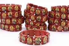 12 Stück Holz ROT Armband