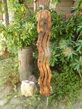 Stele Skulptur Holz Eiche Unikat 113 cm hoch Kunstobjekt Gartenstele Deko