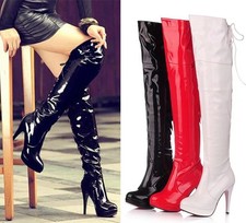 Lack damen overknee - overknee, plateau