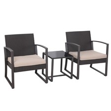 B-Ware SVITA LOIS Poly Rattan Sitzgruppe Gartenmöbel Garnitur Set Schwarz