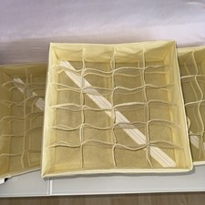 ?5 StückAufbewahrungsboxen mit 24 Fächern, Socken-Unterwäsche Organisat. beige
