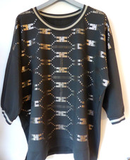 Damen oversize Sweater Gr.2XL oliv/gold