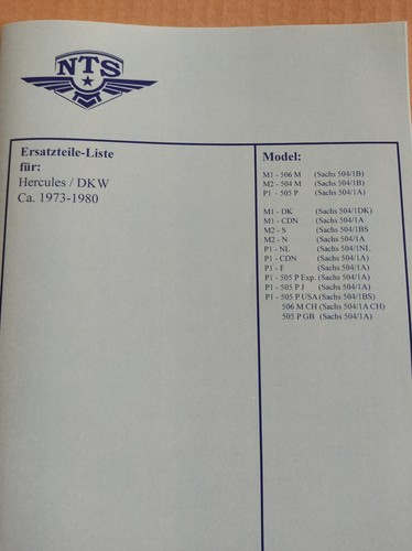 Ersatzteilliste hercules dkw - ersatzteilliste, hercules/
