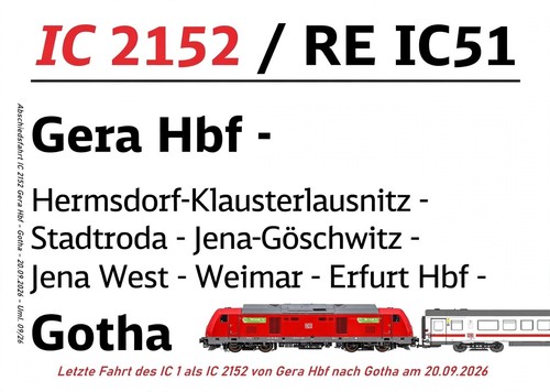 Zuglaufschild 2152 gera - zuglaufschild, ic
