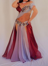 Profi Bauchtanzkostüm Weinrot