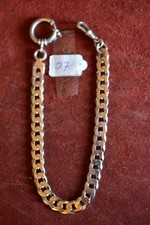 Neuwertige Taschen-Uhr Flachpanzer-Kette 925 Sterlingsilber 270 mm