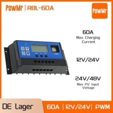 PWM 60A Solarladeregler Solar Regler Photovoltaik Panel Dual USB 12V/24V LCD