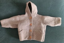 Hessnatur Wollwalkjacke Baby Gr. 74/80 Grau Junge 100% Schurwolle Top Zustand