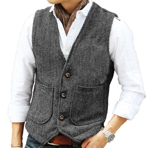 Retro herren tweed - grau, weste