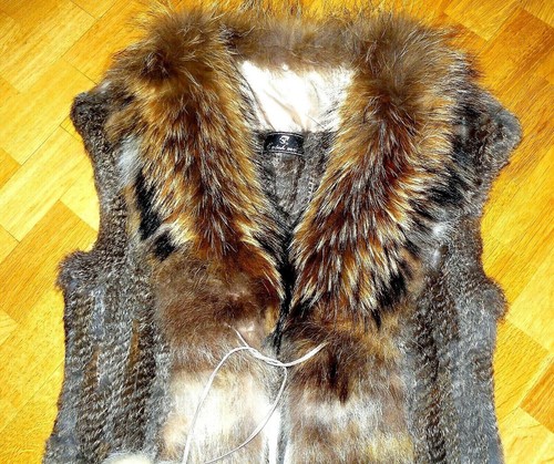 Echtpelz strick weste rabbit - strick,