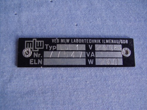 Veb typenschild mlw - typenschild,
