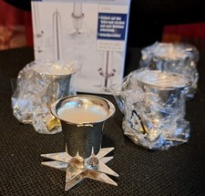 4 versilberte Kerzenhalter zum Aufstecken auf den Tellerrand  Stabkerzen bis 2cm