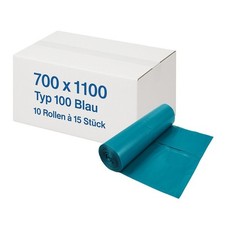 150 Müllsäcke 120L Abfallsäcke LDPE TYP 100 Blau Reißfest Stark Beutel Sack Tüte