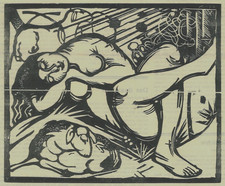 Franz Marc - Schlafende Hirtin - Holzschnitt 1912