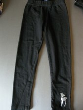 Hosen Leggings Gr. 110 bis 116 Schwarz mit silberfarbenen Bambi