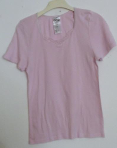 Rosa shirt mit spitzenborte - mit,