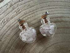 2 Hohlperle Perlen Herzen Anhänger Glasherzen Halbedel Korken Glasfläschchen X39