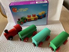 Eichhorn Spielzeug Holzeisenbahn Personenlok Mit Drei Personenwaggons unbespielt