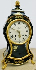 Vintage Swiss 8 Day Striking Ebonized Rococo Neuchatel Boulle Style Kaminuhr