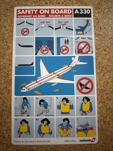 Swissair a330 safety card - safety,