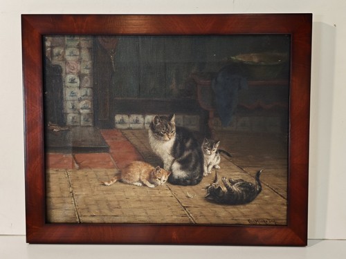 Katzenfamilie mit totem vogel - katzenfamilie,