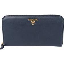 Prada Bleu Saffiano Leather Wallet Portemonnaie Geldbörse