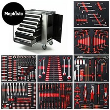 Werkzeugwagen XXXL Premium 7 Schubladen gefüllt mit Werkzeug in Schaum Einlagen