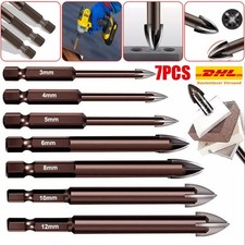 7 Tlg Fliesenbohrer Glasbohrer Keramikbohrer Set 3-12mm Für Fliesen Porzellan DE