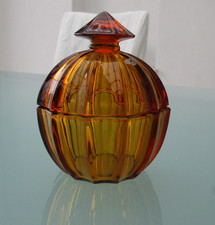 Art Déco Deckeldose bernsteinfarben