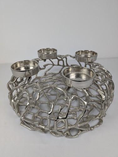 Adventskranz metall silber - metall,