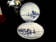 2 Zierteller Wandteller Sammelteller Delft Germany handbemalt Unterglasur