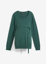 Neu Umstands-Pullover aus Baumwolle Gr. 36/38 Mattgrün Langarm Strick-Pulli