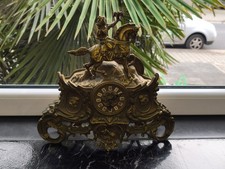 Kaminuhr Messing Barock Stil Ritter auf Pferd funktionierend Vintage Deko