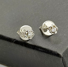 375 Weißgold Ohrstecker mit echten Diamanten/Elegant/9 Karat