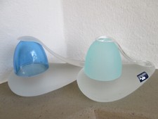 2x Leonardo Eierbecher 3tlg  Glas mit Haube blau / grün und Löffel